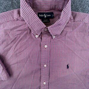 Ralph Lauren BLAIRE Button Up Shirt Mens Size Large Red White Blue Check S/S